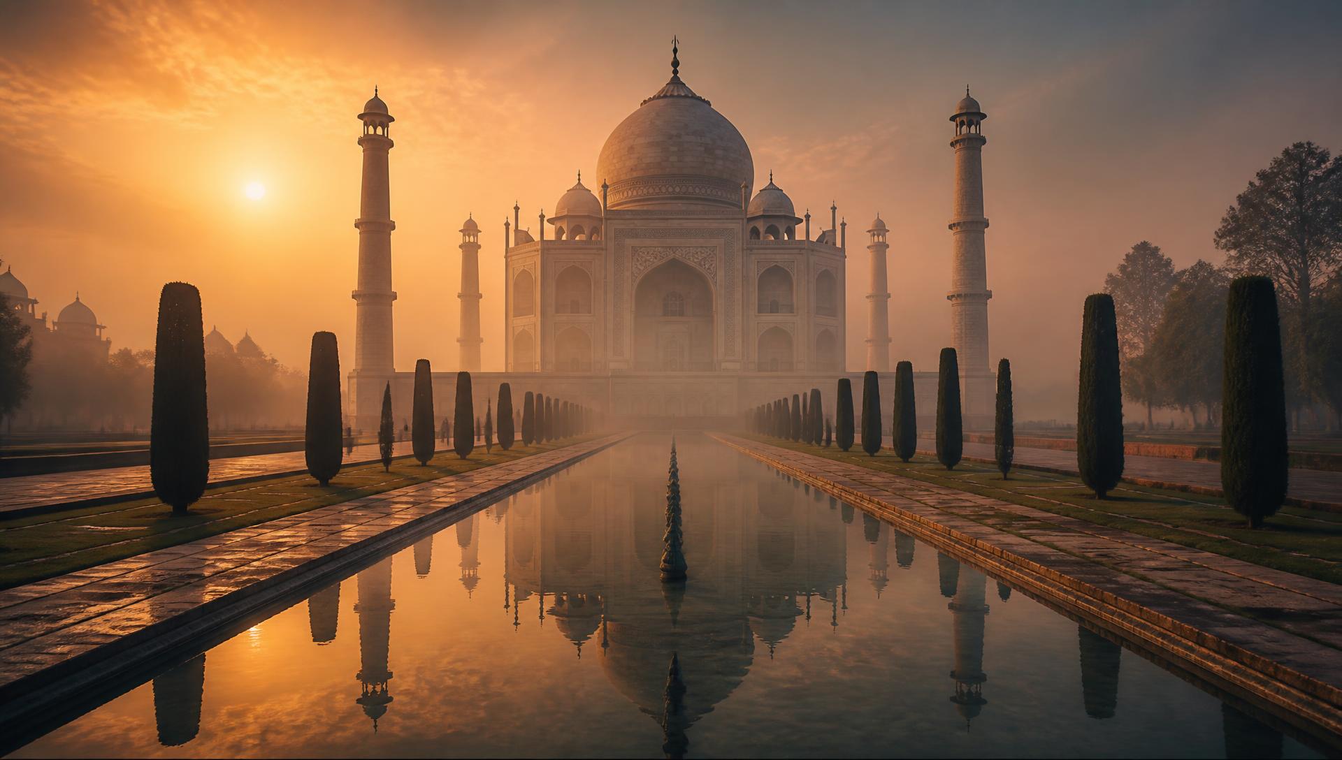 The Taj Mahal at sunrise